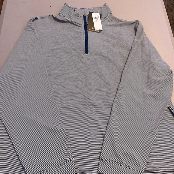 Magaschoni Other - NEW Magaschoni Pullover Men's Size XXL Blue Striped 1/4 Zip Long Sleeve Casual